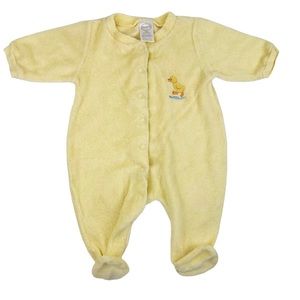 Vintage Starting Out Terry One Piece Footed Sleeper Yellow Duck 3M